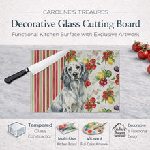 Load image into Gallery viewer, Blue Belton English Setter Vegetables Glass Cutting Board