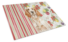 Load image into Gallery viewer, Orange Belton English Setter Vegetables Glass Cutting Board