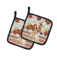 Load image into Gallery viewer, Orange Belton English Setter Vegetables Pair of Pot Holders