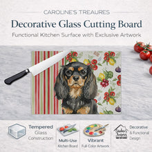 Load image into Gallery viewer, Black and Tan English Toy Spaniel Vegetables Glass Cutting Board