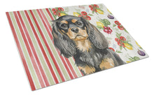Load image into Gallery viewer, Black and Tan English Toy Spaniel Vegetables Glass Cutting Board