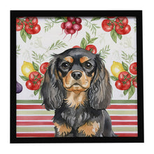 Load image into Gallery viewer, Black and Tan English Toy Spaniel Vegetables Framed Metal Print