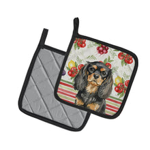 Load image into Gallery viewer, Black and Tan English Toy Spaniel Vegetables Pair of Pot Holders