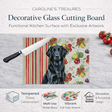 Load image into Gallery viewer, Black Flat-Coated Retriever Vegetables Glass Cutting Board