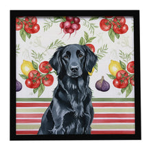 Load image into Gallery viewer, Black Flat-Coated Retriever Vegetables Framed Metal Print