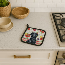 Load image into Gallery viewer, Black Flat-Coated Retriever Vegetables Pair of Pot Holders