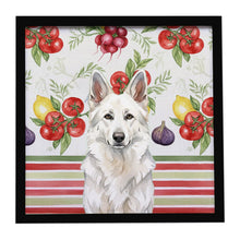 Load image into Gallery viewer, White German Shepherd Vegetables Framed Metal Print