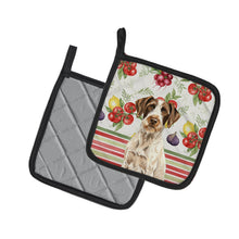 Load image into Gallery viewer, Liver and White German Wirehaired Pointer Vegetables Pair of Pot Holders