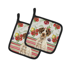 Load image into Gallery viewer, Liver and White German Wirehaired Pointer Vegetables Pair of Pot Holders
