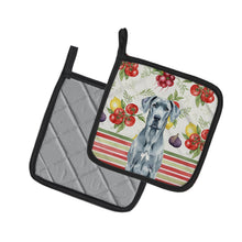 Load image into Gallery viewer, Blue Great Dane Vegetables Pair of Pot Holders