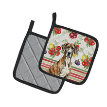 Load image into Gallery viewer, Brindle Great Dane Vegetables Pair of Pot Holders