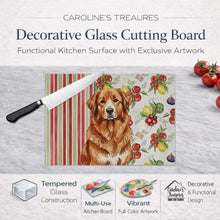Load image into Gallery viewer, Reddish Brown Great Pyrenees Vegetables Glass Cutting Board