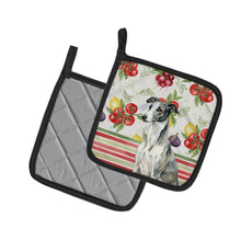 Load image into Gallery viewer, Black and White Greyhound Vegetables Pair of Pot Holders