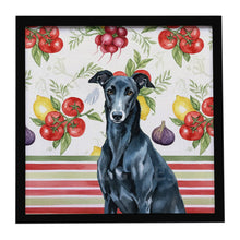 Load image into Gallery viewer, Black Greyhound Vegetables Framed Metal Print