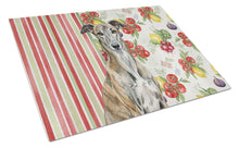 Load image into Gallery viewer, Brindle Greyhound Vegetables Glass Cutting Board