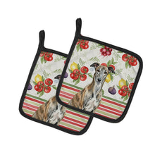 Load image into Gallery viewer, Brindle Greyhound Vegetables Pair of Pot Holders