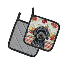 Load image into Gallery viewer, Black Havanese Vegetables Pair of Pot Holders
