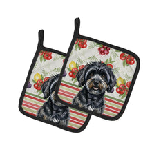 Load image into Gallery viewer, Black Havanese Vegetables Pair of Pot Holders
