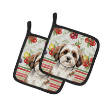 Load image into Gallery viewer, Parti-color Havanese Vegetables Pair of Pot Holders