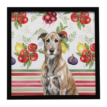 Load image into Gallery viewer, Brindle Irish Wolfhound Vegetables Framed Metal Print
