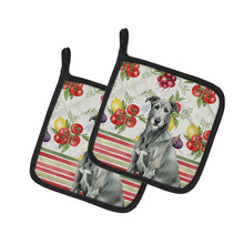 Load image into Gallery viewer, Gray Irish Wolfhound Vegetables Pair of Pot Holders