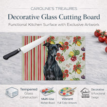 Load image into Gallery viewer, Black Italian Greyhound Vegetables Glass Cutting Board