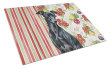 Load image into Gallery viewer, Black Italian Greyhound Vegetables Glass Cutting Board