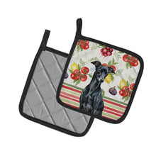 Load image into Gallery viewer, Black Italian Greyhound Vegetables Pair of Pot Holders