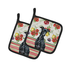 Load image into Gallery viewer, Black Italian Greyhound Vegetables Pair of Pot Holders