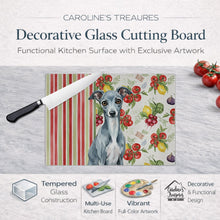 Load image into Gallery viewer, Blue Italian Greyhound Vegetables Glass Cutting Board