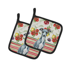 Load image into Gallery viewer, Blue Italian Greyhound Vegetables Pair of Pot Holders