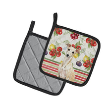 Load image into Gallery viewer, Cream Italian Greyhound Vegetables Pair of Pot Holders