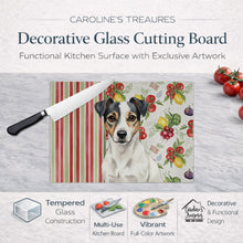 Load image into Gallery viewer, White and Black Jack Russell Terrier Vegetables Glass Cutting Board