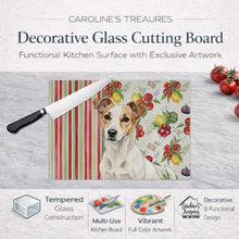 Load image into Gallery viewer, White and Tan Jack Russell Terrier Vegetables Glass Cutting Board