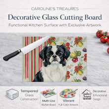 Load image into Gallery viewer, Black and White Japanese Chin Vegetables Glass Cutting Board