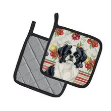 Load image into Gallery viewer, Black and White Japanese Chin Vegetables Pair of Pot Holders