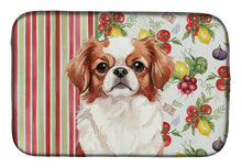 Load image into Gallery viewer, Red and White Japanese Chin Vegetables Dish Drying Mat