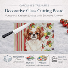 Load image into Gallery viewer, Red and White Japanese Chin Vegetables Glass Cutting Board