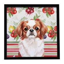 Load image into Gallery viewer, Red and White Japanese Chin Vegetables Framed Metal Print