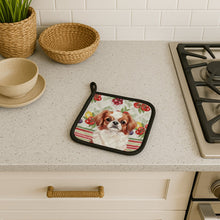Load image into Gallery viewer, Red and White Japanese Chin Vegetables Pair of Pot Holders