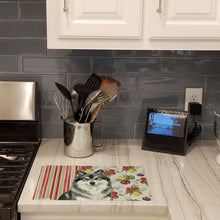 Load image into Gallery viewer, Keeshond Vegetables Glass Cutting Board