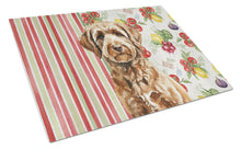 Load image into Gallery viewer, Chocolate Labradoodle Vegetables Glass Cutting Board
