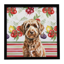Load image into Gallery viewer, Chocolate Labradoodle Vegetables Framed Metal Print