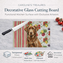 Load image into Gallery viewer, Chocolate Labrador Retriever Vegetables Glass Cutting Board