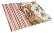 Load image into Gallery viewer, Chocolate Labrador Retriever Vegetables Glass Cutting Board