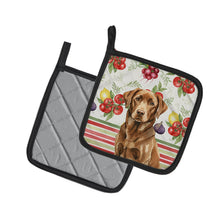 Load image into Gallery viewer, Chocolate Labrador Retriever Vegetables Pair of Pot Holders