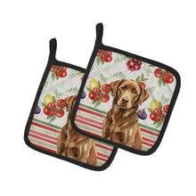 Load image into Gallery viewer, Chocolate Labrador Retriever Vegetables Pair of Pot Holders