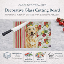 Load image into Gallery viewer, Yellow Labrador Retriever Vegetables Glass Cutting Board