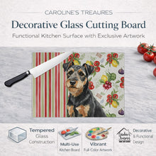 Load image into Gallery viewer, Black and Tan Lakeland Terrier Vegetables Glass Cutting Board