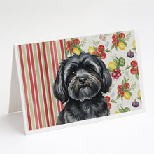 Load image into Gallery viewer, Black Lhasa Apso Vegetables Greeting Cards Pack of 8